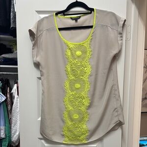 Express Gray and Cream Cap Sleeve Blouse